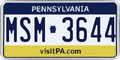 PA license plate MSM3644