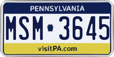 PA license plate MSM3645
