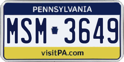 PA license plate MSM3649