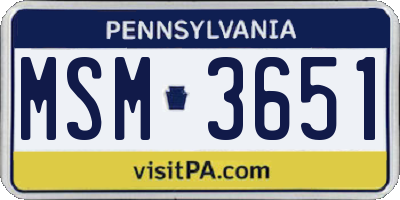 PA license plate MSM3651