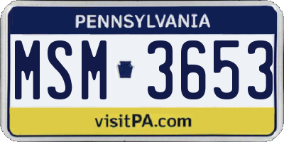 PA license plate MSM3653