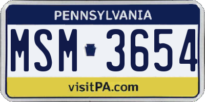 PA license plate MSM3654