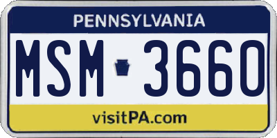 PA license plate MSM3660