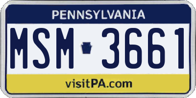 PA license plate MSM3661