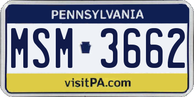 PA license plate MSM3662