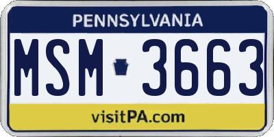 PA license plate MSM3663