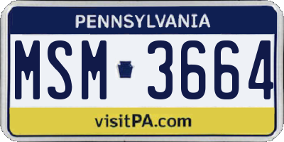 PA license plate MSM3664