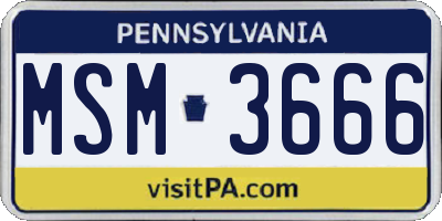 PA license plate MSM3666