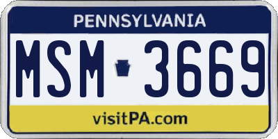PA license plate MSM3669
