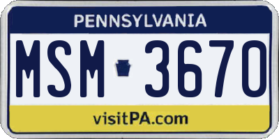 PA license plate MSM3670