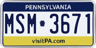 PA license plate MSM3671