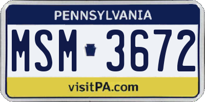 PA license plate MSM3672