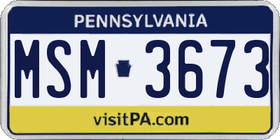 PA license plate MSM3673