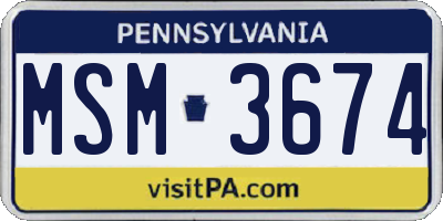 PA license plate MSM3674