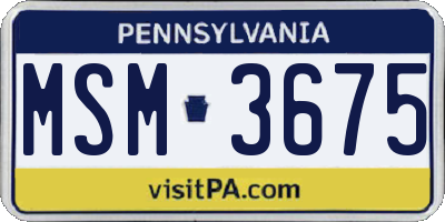 PA license plate MSM3675