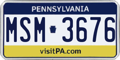 PA license plate MSM3676