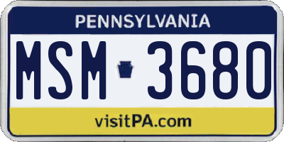 PA license plate MSM3680