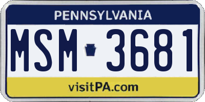 PA license plate MSM3681