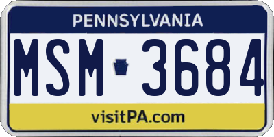 PA license plate MSM3684