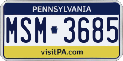 PA license plate MSM3685