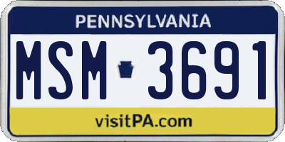 PA license plate MSM3691