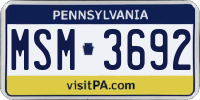 PA license plate MSM3692