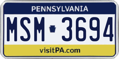 PA license plate MSM3694