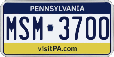 PA license plate MSM3700