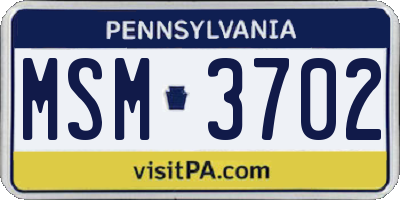 PA license plate MSM3702