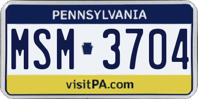 PA license plate MSM3704