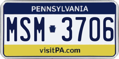 PA license plate MSM3706