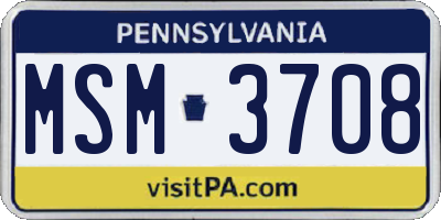 PA license plate MSM3708