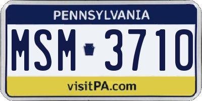 PA license plate MSM3710