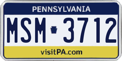 PA license plate MSM3712