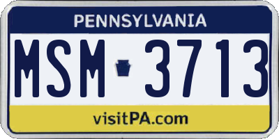 PA license plate MSM3713