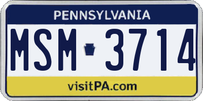 PA license plate MSM3714
