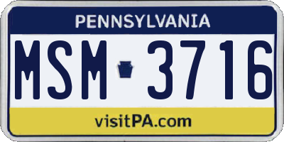 PA license plate MSM3716