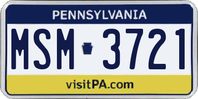 PA license plate MSM3721