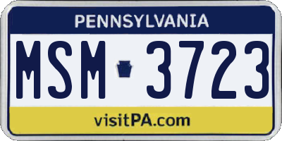 PA license plate MSM3723