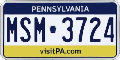 PA license plate MSM3724
