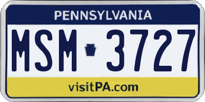 PA license plate MSM3727