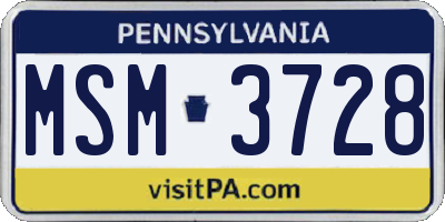 PA license plate MSM3728