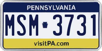 PA license plate MSM3731