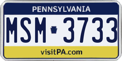PA license plate MSM3733