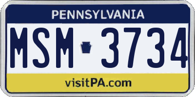 PA license plate MSM3734