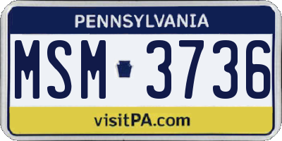 PA license plate MSM3736