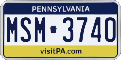 PA license plate MSM3740