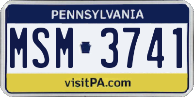 PA license plate MSM3741