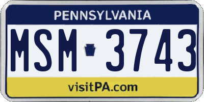 PA license plate MSM3743