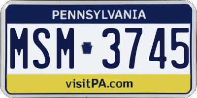 PA license plate MSM3745